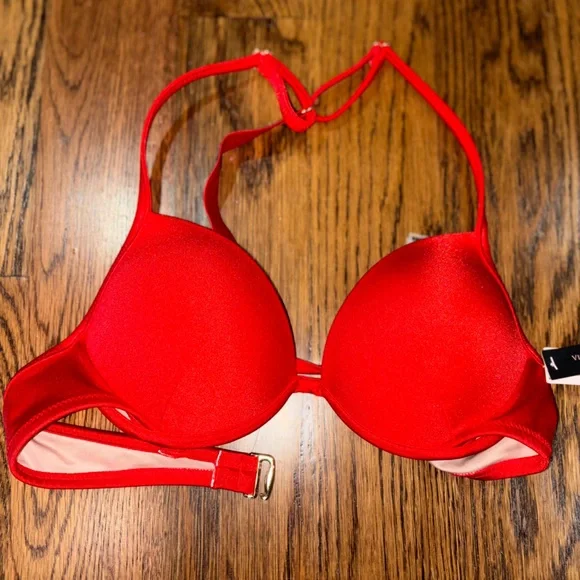 Victoria’s Secret  Red Push Up Shine Strap Bikini Top👙❤️ 32B NWT - Picture 2 of 6